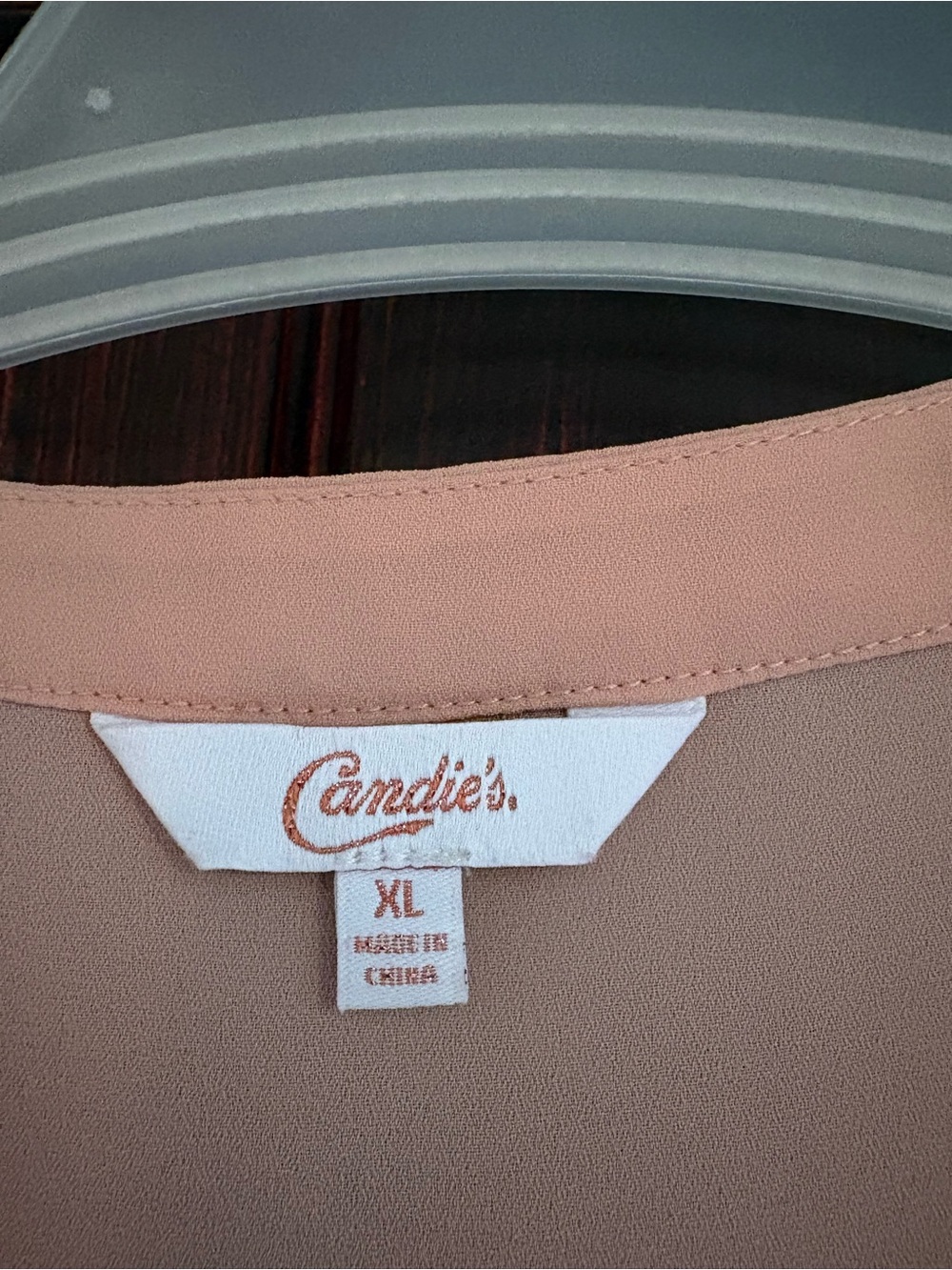 Candie's Blush Pink Cap-Sleeve Split-Neck Blouse - Picture 3 of 4